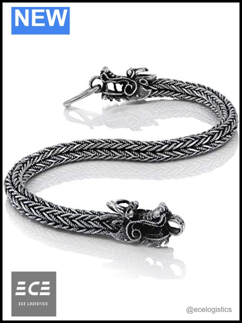 Solid 925 Sterling Silver Braided Bracelet & Chain Set for Men
